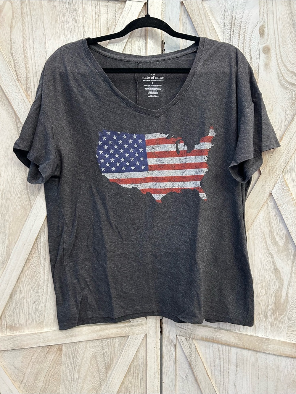 State of Mind Charcoal Gray V-Neck Tee